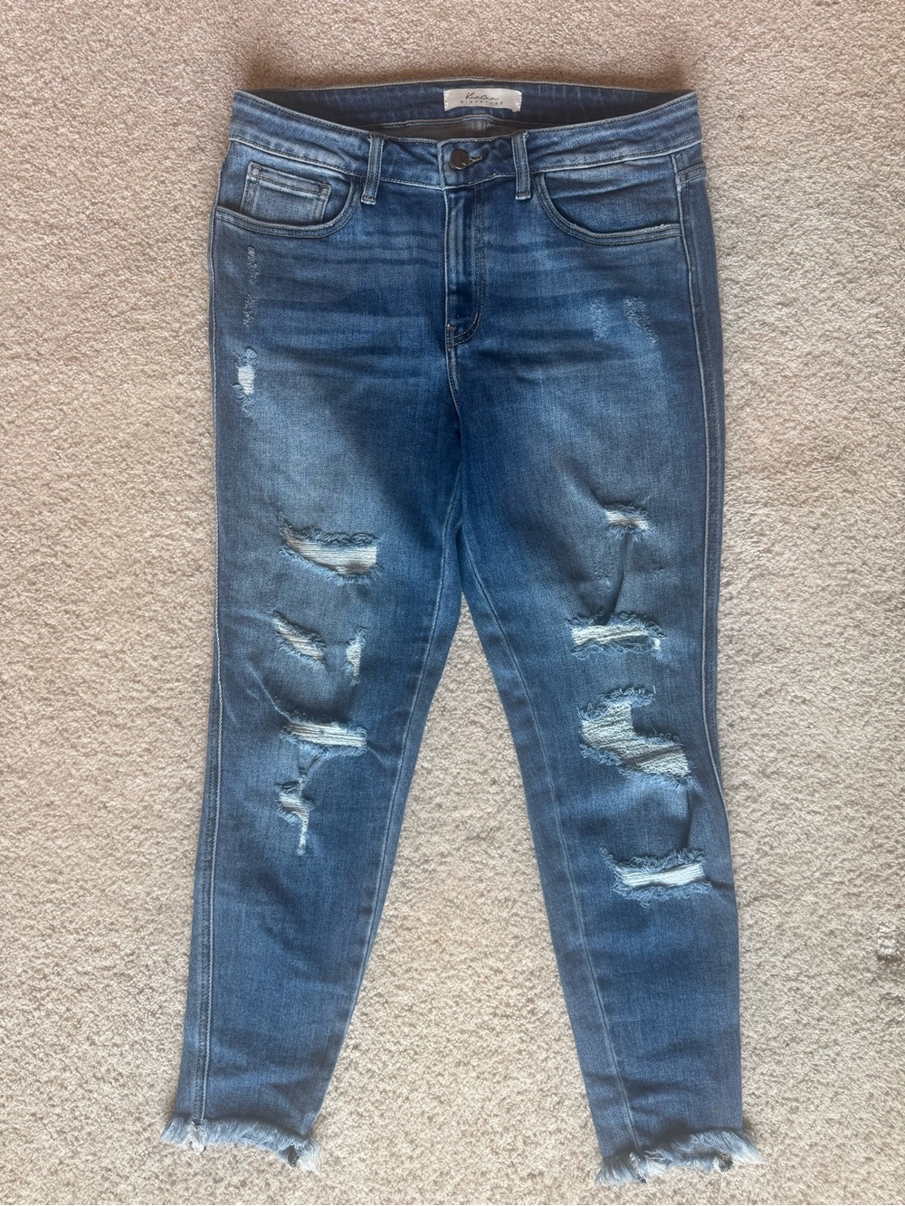 KanCan Ripped Skinny Jeans in Medium Blue